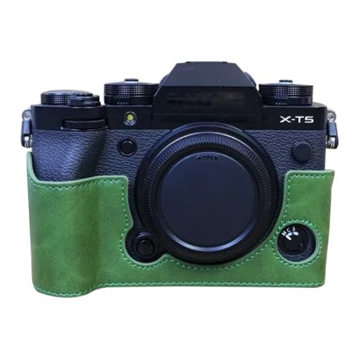 FUJIFILM X-T5 Green PU Leather Camera Half Case Base 1/4" Thread - 1