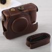 Canon G16 Full Body Camera PU Leather Case Bag with Strap - Coffee - 1