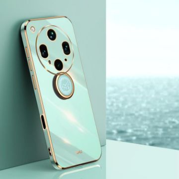 OPPO Find X8 Ultra Mint Green 6D Electroplate TPU Case with Ring Holder - 1