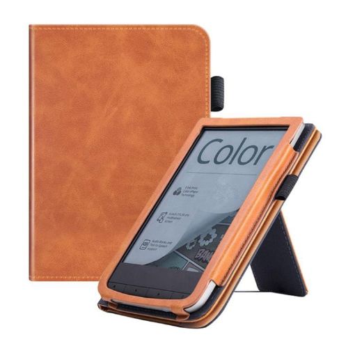 Pocketbook PB616 Calfskin Leather Smart Tablet Case - Brown - 1