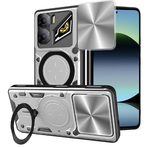 ZTE nubia Neo 3 Silver CD Texture Sliding Camshield Magnetic Case - 1