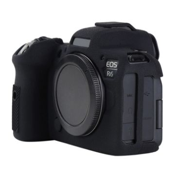 Canon EOS R6 Mark II Litchi Texture Silicone Protective Case - Black - 1
