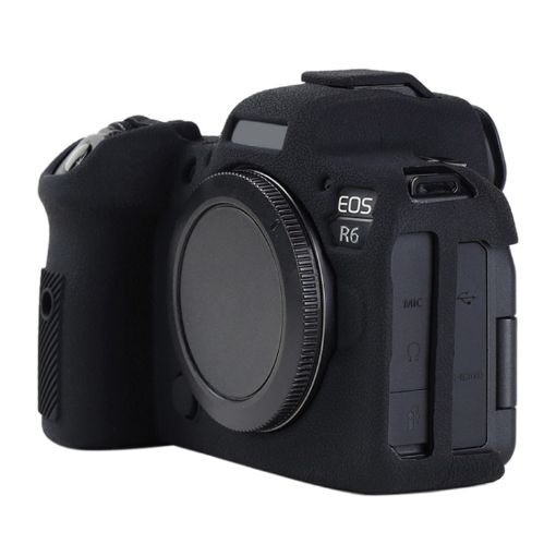 Canon EOS R6 Mark II Litchi Texture Silicone Protective Case - Black - 1