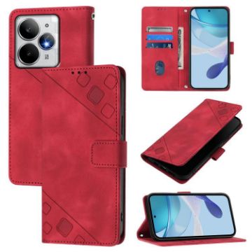 Realme Neo7 Turbo 5G Red Embossed Leather Phone Case Skin-feel - 1