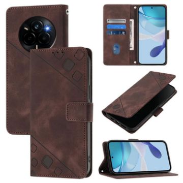 Realme Narzo 80/14 Pro 5G India Brown Embossed Leather Phone Case - 1