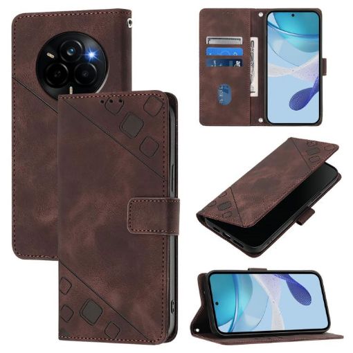 Realme Narzo 80/14 Pro 5G India Brown Embossed Leather Phone Case - 1