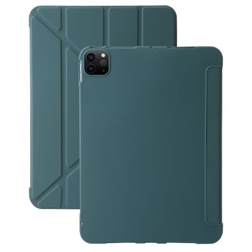 iPad Pro 13 2024 Dark Green TPU Flip Leather Case with Holder - 1
