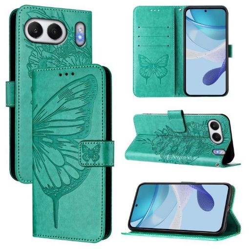 OnePlus Nord 4 5G Green Embossed Butterfly Leather Phone Case - 1