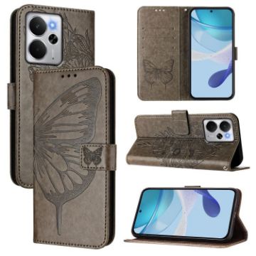 Realme 14 5G/P3 5G India Grey Embossed Butterfly Leather Case - 1