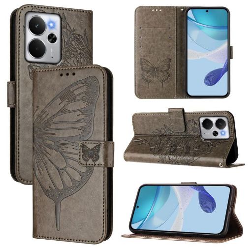 Realme 14 5G/P3 5G India Grey Embossed Butterfly Leather Case - 1