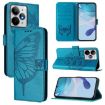 Realme Neo7 Turbo 5G Blue Embossed Butterfly Leather Phone Case - 1