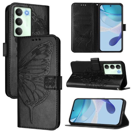 Realme V70/14x Global/C75 5G Black Embossed Butterfly Leather Case - 1