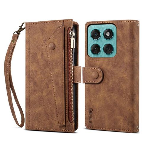 Motorola Moto G86 Power ESEBLE Retro Frosted RFID Leather Case Brown - 1