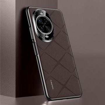 Huawei nova 14 Brown Plain Leather PC Phone Case - 1