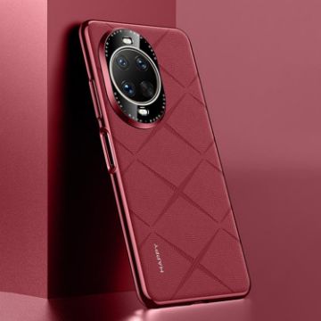Huawei nova 14 Ultra Wine Red Plain Leather PC Phone Case - 1