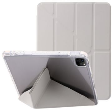 iPad Pro 13 2024 Grey Clear Acrylic Leather Tablet Case - 1