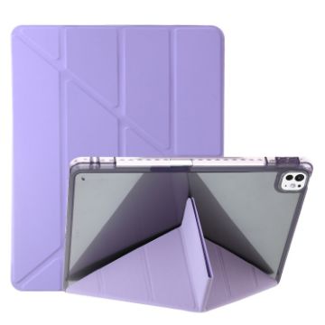 iPad Pro 13 2024 Purple Clear Acrylic Leather Tablet Case - 1