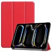 iPad Pro 13 2024 Red Leather 3-Fold Holder Case by Custer - 1
