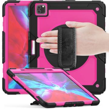iPad Pro 13 2024 Silicone Hybrid PC Case - Rose Red/Black Protective Cover - 1