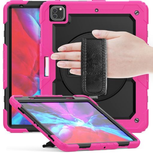 iPad Pro 13 2024 Silicone Hybrid PC Case - Black/Rose Red - 1