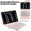 iPad Pro 13 2024 Pink Transparent Rotation Leather Case with Keyboard - 5