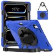 iPad Pro 13 2024 Rotatable Holder Silicone PC Case with Strap - Blue - 1