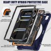 iPad Pro 13 2024 Rotatable Holder Silicone PC Case w/ Strap - Navy Blue - 2