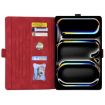 iPad Pro 13 2024 Red Love Butterfly Embossed Leather Tablet Case - 4