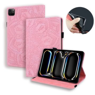 iPad Pro 13 2024 Pink Calf Texture Embossed Leather Tablet Case - 1