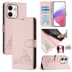 OPPO A5x 4G/5G Cat Rat Embossed RFID Leather Phone Case with Lanyard Pink - 1
