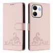 OPPO A5x 4G/5G Cat Rat Embossed RFID Leather Phone Case with Lanyard Pink - 2