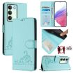 Realme V70/14x/C75 5G Cat Rat Embossed RFID Leather Case Mint Green - 1