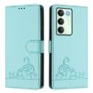 Realme V70/14x/C75 5G Cat Rat Embossed RFID Leather Case Mint Green - 2