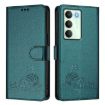 Realme V70/14x/C75 5G Cat Rat Embossed RFID Leather Case - Peacock Green - 2