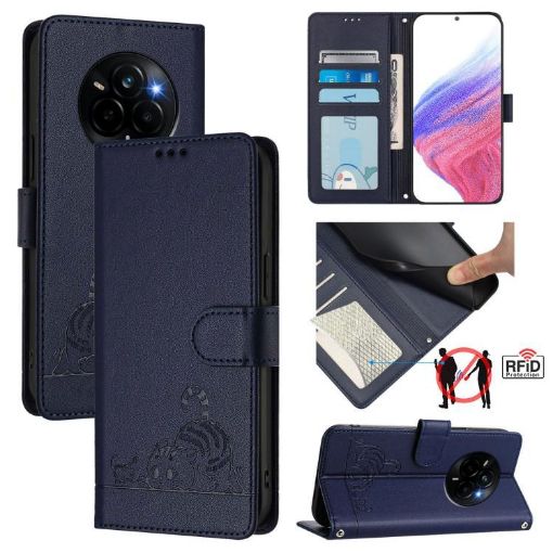 Realme Narzo 80/14 Pro 5G Blue RFID Leather Case with Lanyard - 1