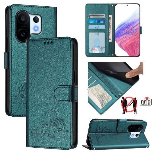 Vivo S30 Pro Mini Cat Rat Embossed RFID Leather Case with Lanyard - 1