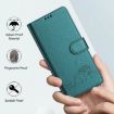 Vivo S30 Peacock Green Cat Rat Embossed RFID Leather Case with Lanyard - 6