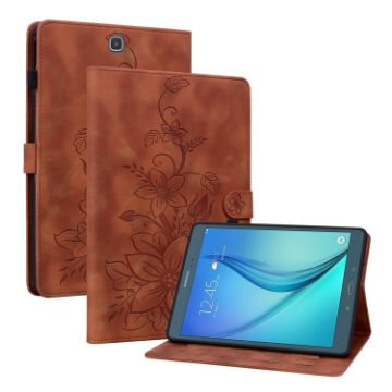 Samsung Galaxy Tab A 9.7 T550 T555 Lily Embossed Leather Case Brown - 1