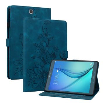 Samsung Galaxy Tab A 9.7 T550 T555 Lily Embossed Leather Case Blue - 1