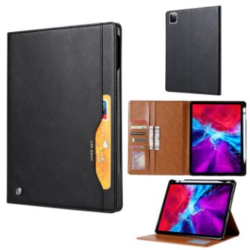 iPad Pro 13 2024 Black Leather Flip Case with Knead Skin Texture - 1