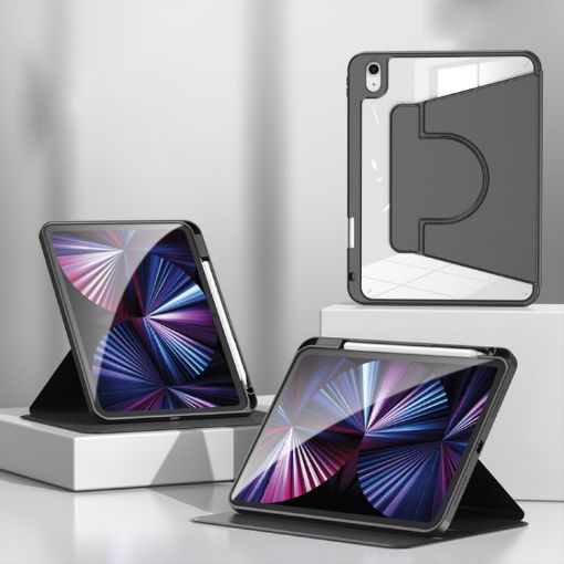 iPad Pro 13 2024 Acrylic Split Rotating Leather Case - Black - 1
