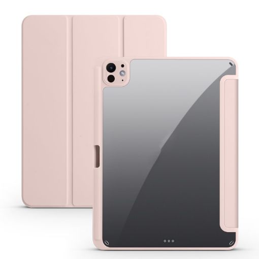 iPad Pro 13 2024 Pink Acrylic 3-Fold Smart Leather Tablet Case - 1