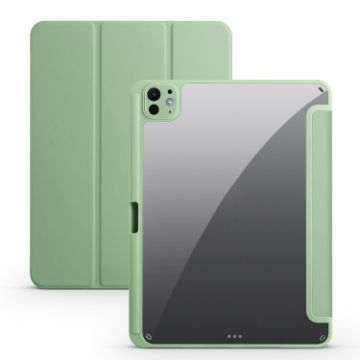 iPad Pro 13 2024 Green Acrylic 3-Fold Smart Leather Case - 1