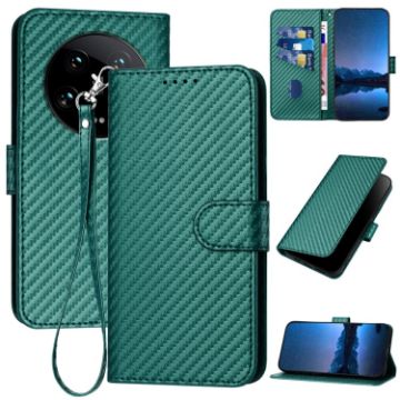 Xiaomi 14 Ultra YX0070 Dark Green Leather Phone Case with Lanyard - 1