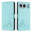 OnePlus Nord 4 5G Mint Green Cat Rat Embossed RFID Leather Case - 2