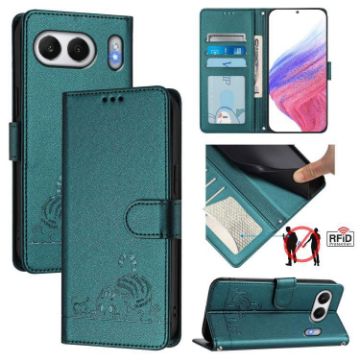 OnePlus Nord 4 5G Cat Rat Embossed RFID Leather Case with Lanyard - 1