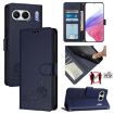 OnePlus Nord 4 5G Blue RFID Leather Case with Cat Rat Pattern & Lanyard - 1