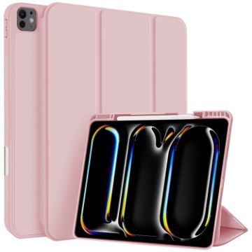 iPad Pro 13 2024 Pink Smart Leather Case with Pen Slot - 1