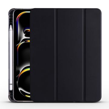 iPad Pro 13 2024 TPU Leather Smart Case with Pen Slot - Black - 1