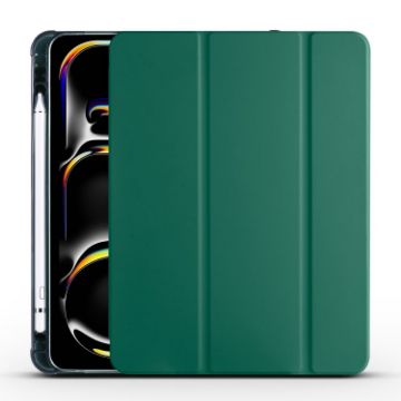iPad Pro 13 2024 Pine Green TPU Leather Case with Pen Slot - 1